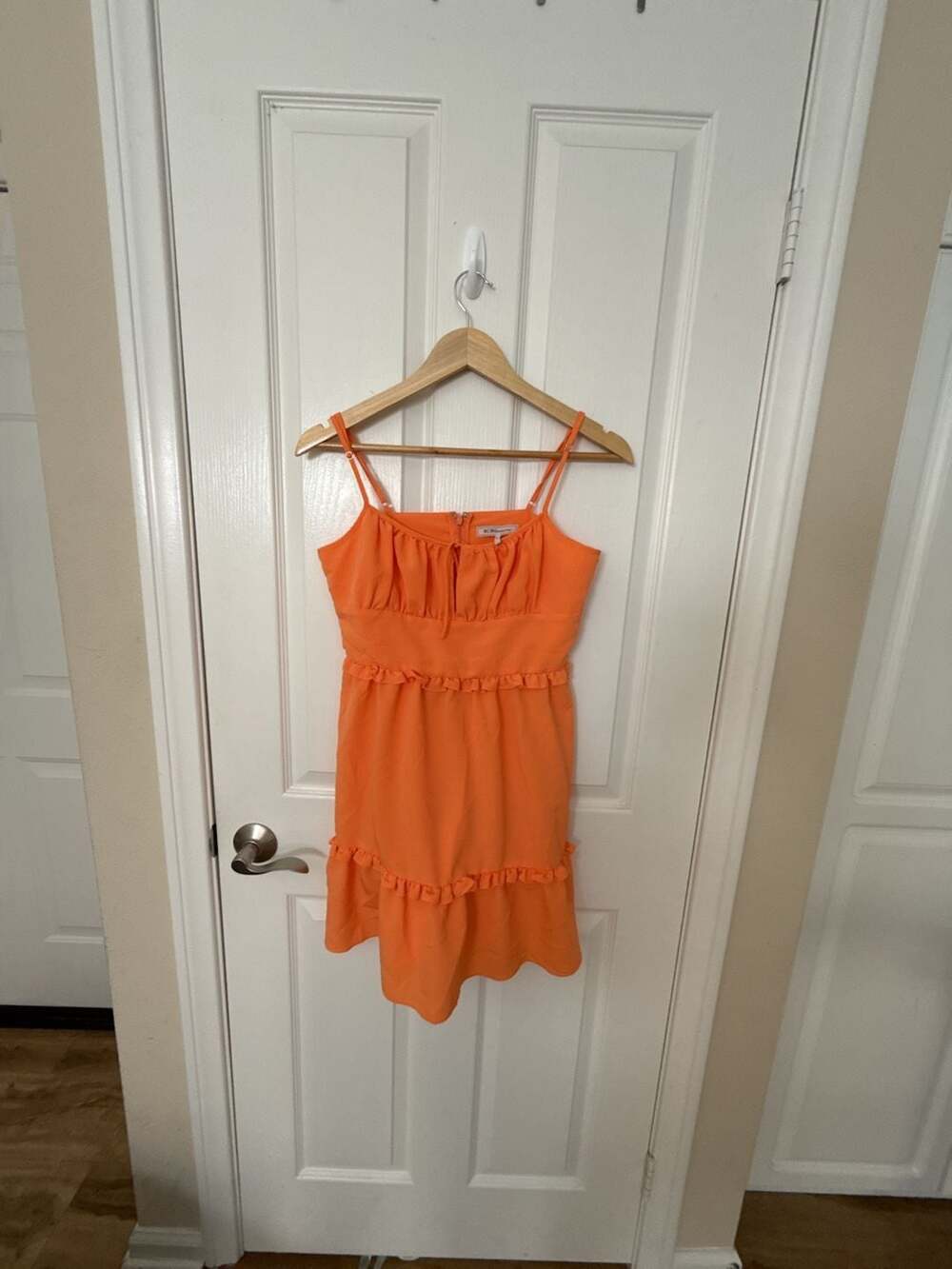 BCBGeneration Orange Ruffled Tiered Mini Dress Size S